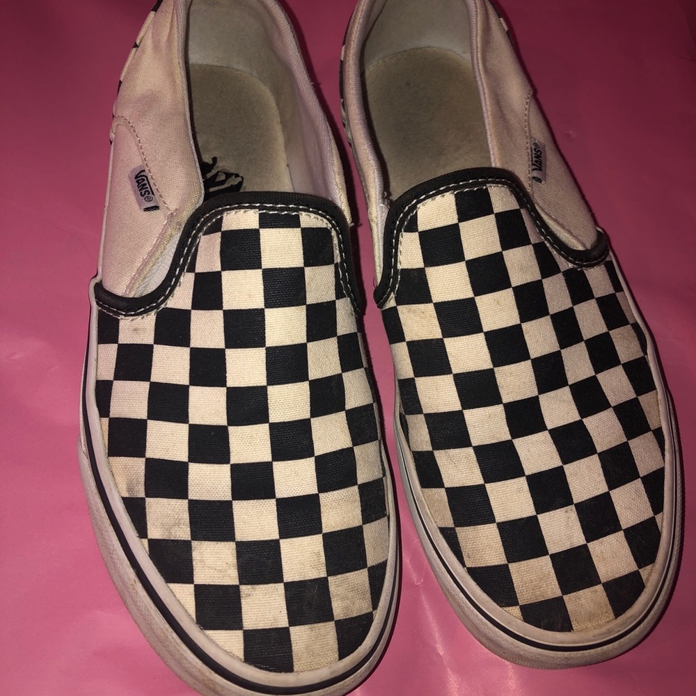 Vans Black and White Checkered Slip On Sneakers